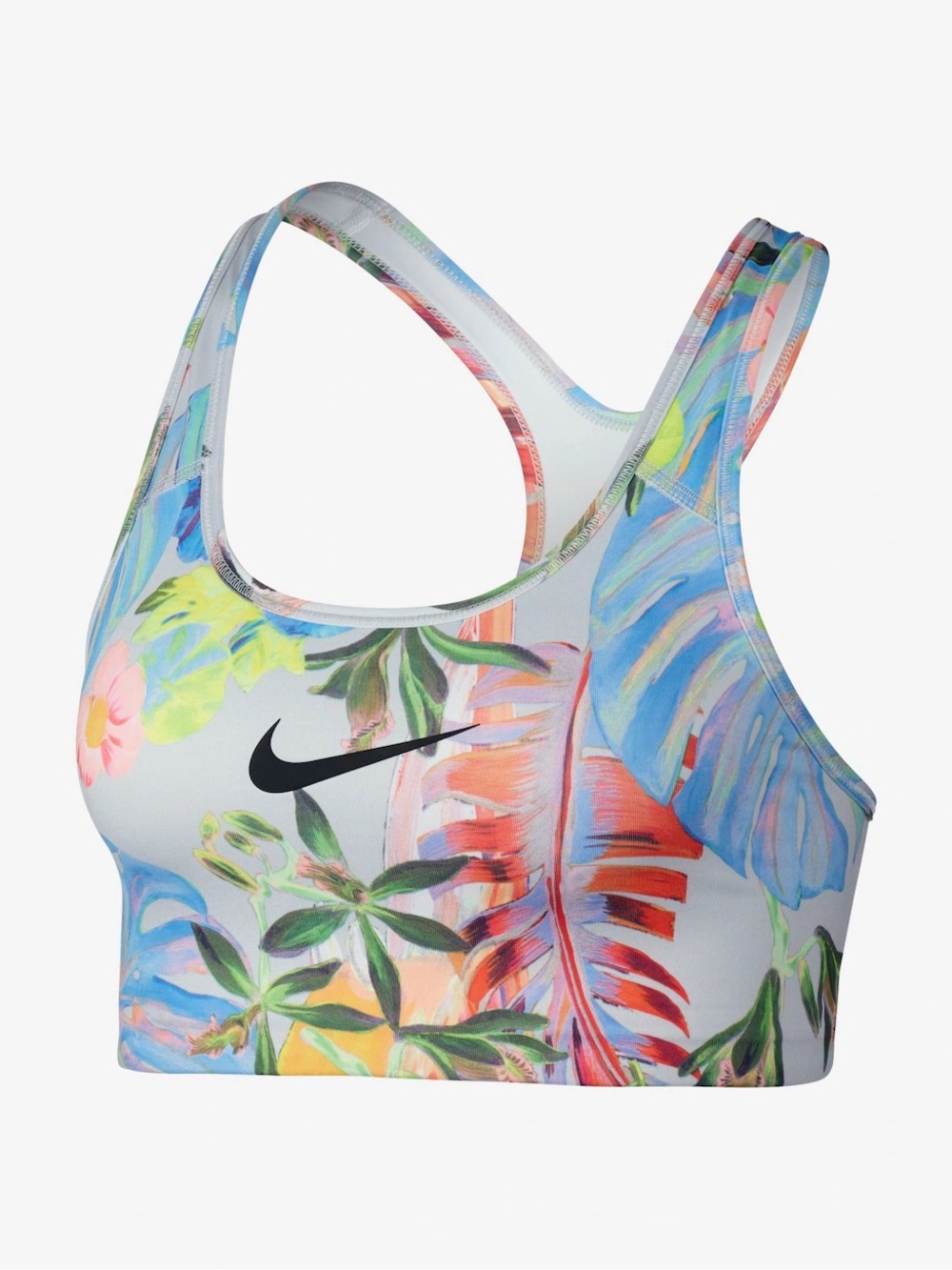 Nike Floral Tropical Racer Back Sports Bra - Light Blue Multi